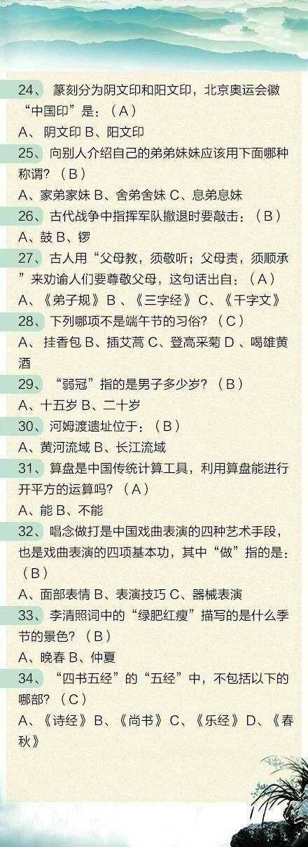 100道省考文化常識題，測測這些題你都會嗎